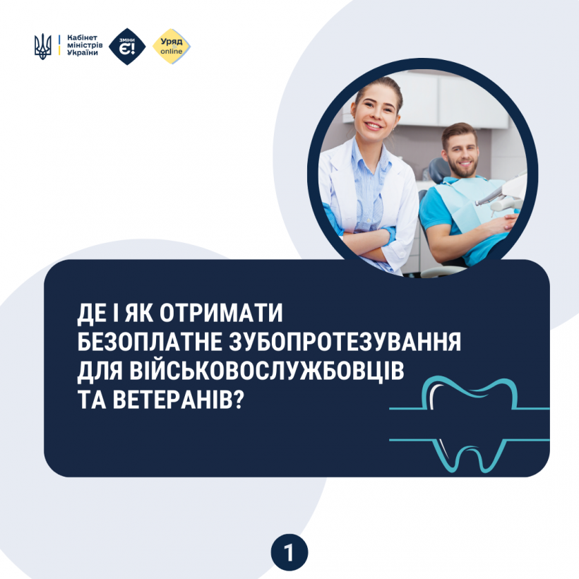 інфографіка "Де і як отримати безоплатне зубопротезування для військовослужбовців та ветеранів?"