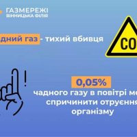 напис на блакитному тлі "Чадний газ - тихий вбивця"