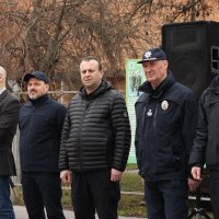 Начальник ОВА Сергій Борзов, начальник ГУ Національної поліції у Вінницькій області Юрій Пархоменко, ректор ХНУВС генерал поліції третього рангу Валерій Сокуренко та учасники заходу